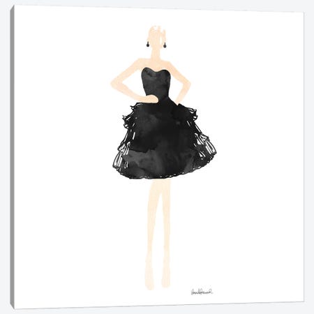 Fashion Illustration Model In Black Dress, Square Canvas Print #GRE101} by Amanda Greenwood Canvas Wall Art