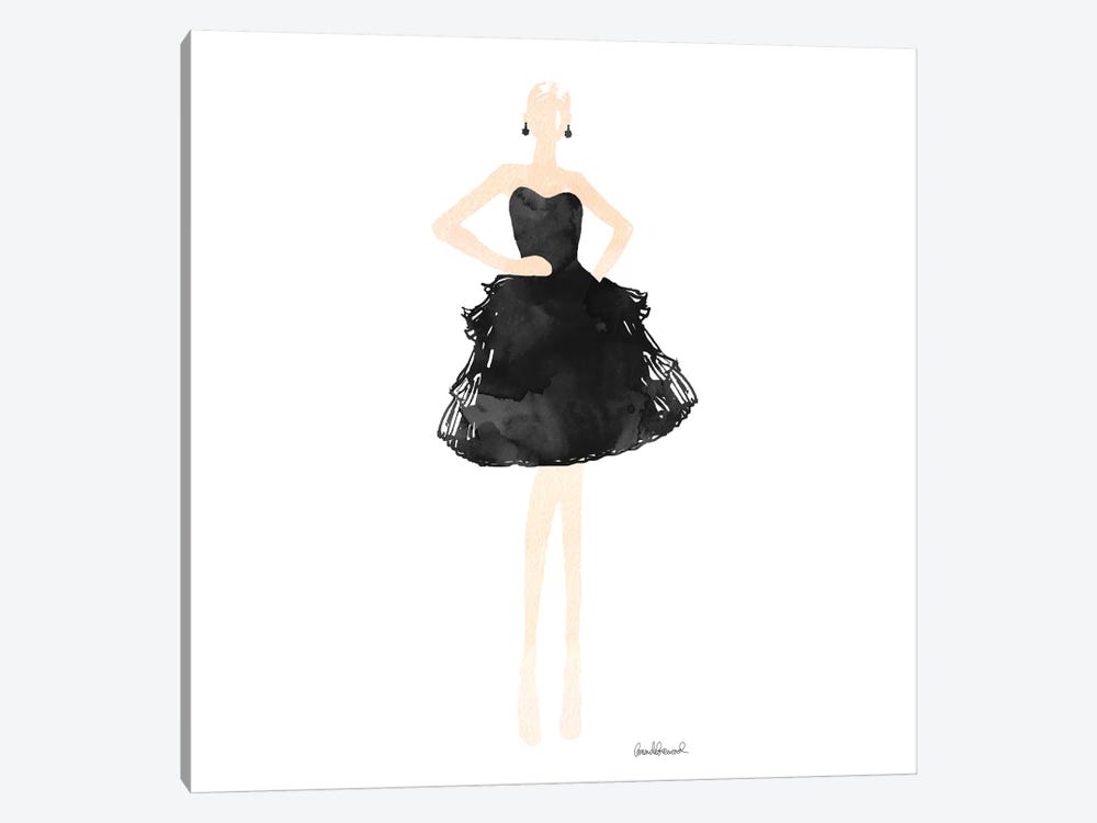 Fashion Illustration Model In Black Dress, Square by Amanda Greenwood 1-piece Art Print