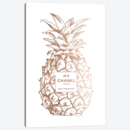 Fashion Pineapple Champ Gold Canvas Print #GRE102} by Amanda Greenwood Canvas Art