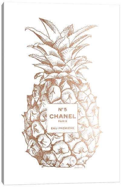 Fashion Pineapple Champ Gold Canvas Art Print - Amanda Greenwood