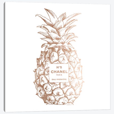 Fashion Pineapple Champ Gold, Square Canvas Print #GRE103} by Amanda Greenwood Canvas Artwork