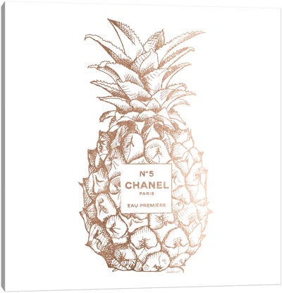 Fashion Pineapple Champ Gold, Square Canvas Art Print - Chanel Art
