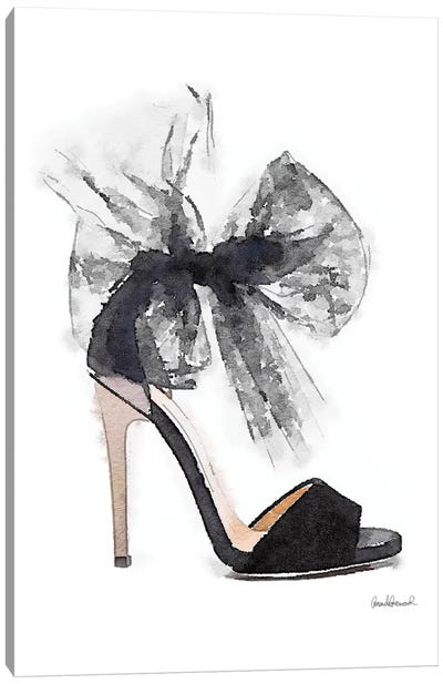Fashion Shoe In Black Sheer Canvas Art Print - Fashion Illustrations