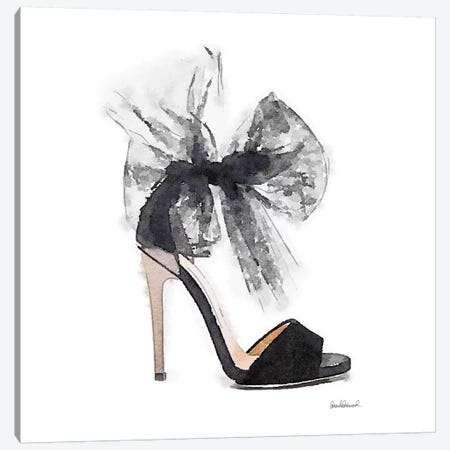 Fashion Shoe In Black Sheer, Square Canvas Print #GRE105} by Amanda Greenwood Art Print