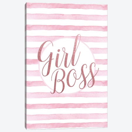 Girl Boss Rose Gold Pink Canvas Print #GRE109} by Amanda Greenwood Canvas Art