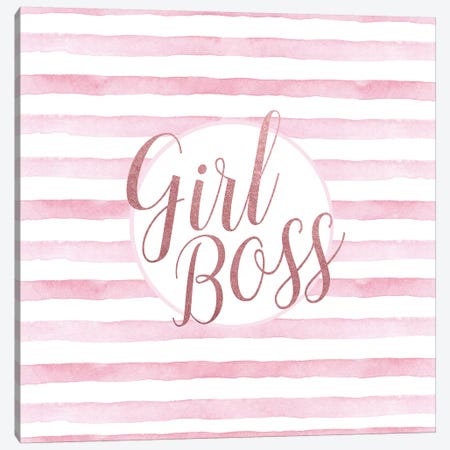 Girl Boss Rose Gold Pink, Square Canvas Print #GRE110} by Amanda Greenwood Art Print