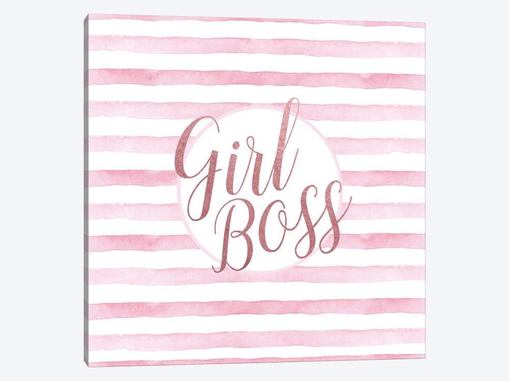 Girl Boss Rose Gold Pink, Square by Amanda Greenwood 1-piece Canvas Print