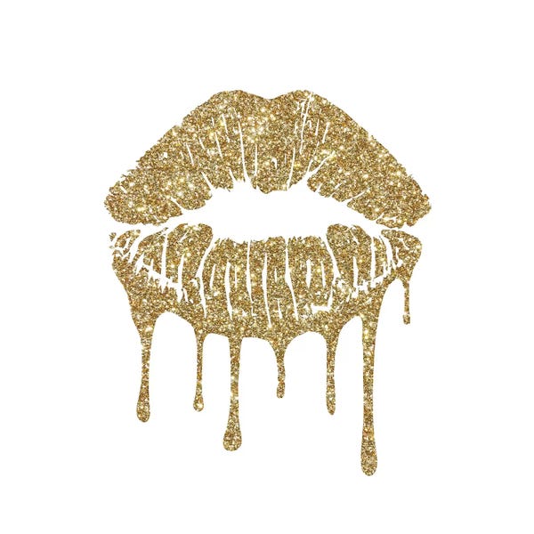 Gold: Gold Kiss Mark Drips, Square by Amanda Greenwood