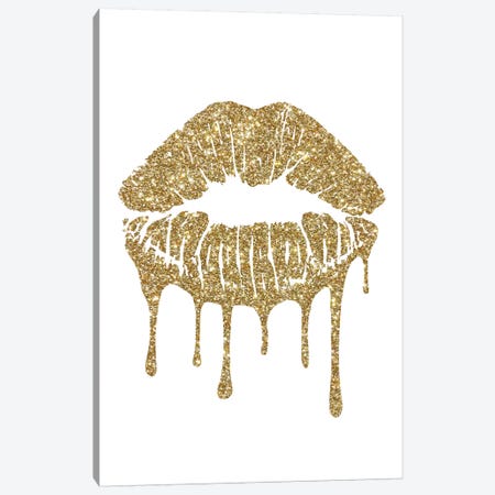 Gold Kiss Mark Drips Canvas Print #GRE112} by Amanda Greenwood Canvas Art Print