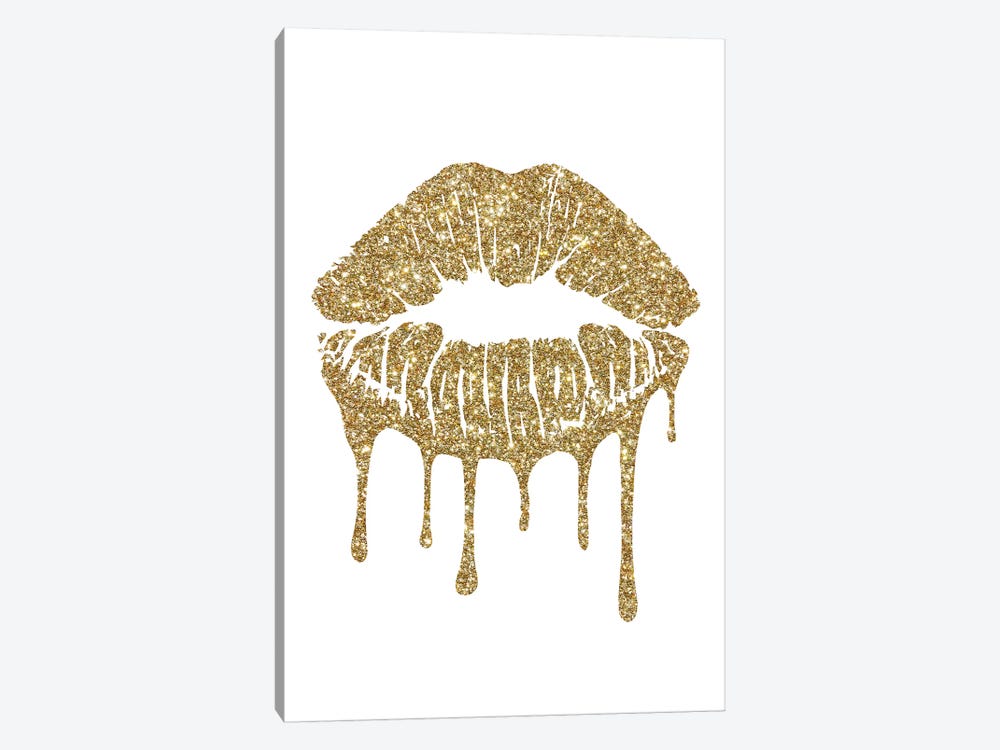 Gold Kiss Mark Drips 1-piece Art Print