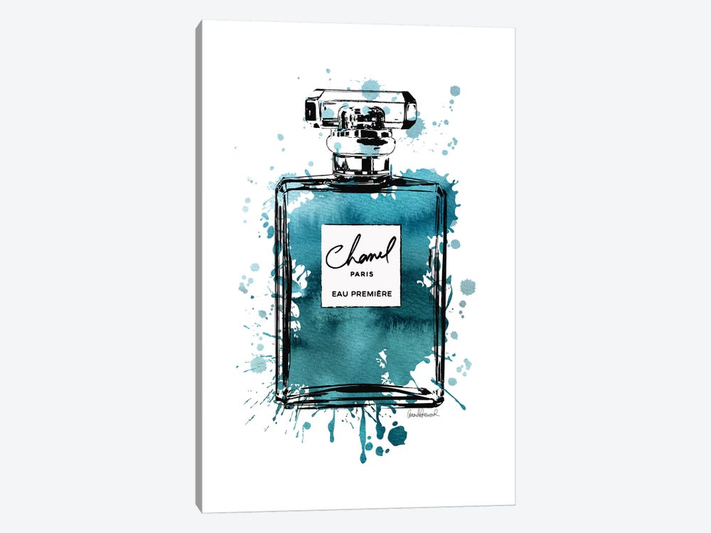 Inky Perfume Bottle Teal Black by Amanda Greenwood 1-piece Canvas Art Print