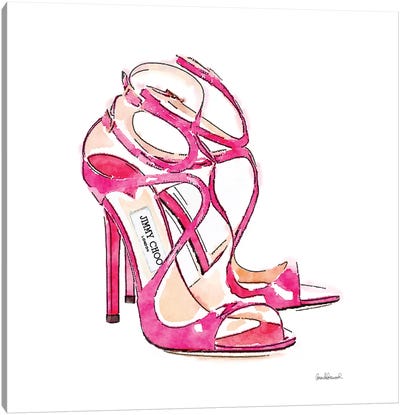 Pink Shoes, Square Canvas Art Print - Fashion Illustrations