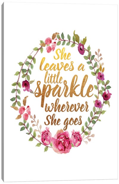 She Leaves Sparkle Canvas Art Print - Fashion Typography