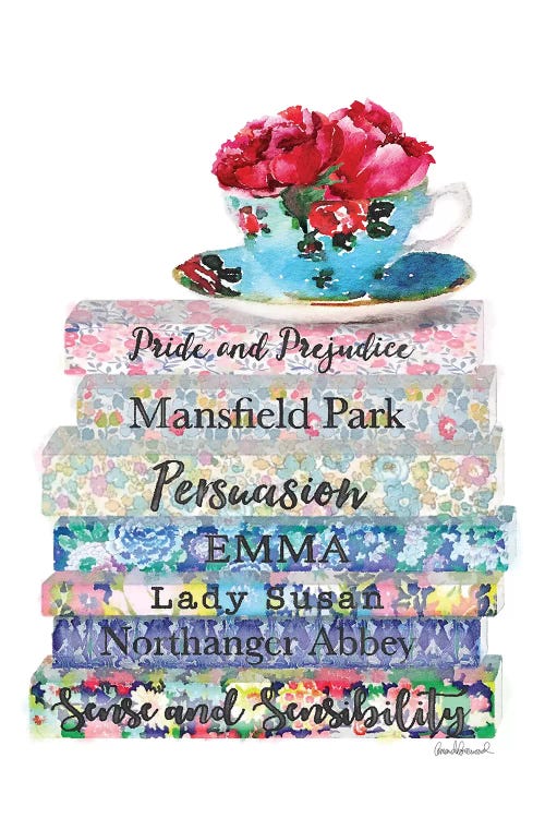 Austen Flower Books & Deep Peony Tea Cup by Amanda Greenwood wall art