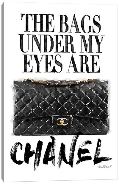 Bags Under My Eyes Black Bag Canvas Art Print - Funny Typography Art