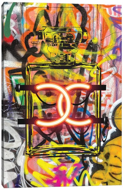 CC Neon Graffiti Canvas Art Print - Mixed Media Art