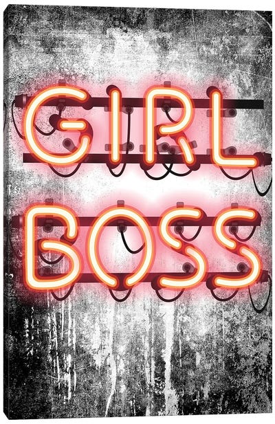 Girl Boss Neon Sign Canvas Art Print - Determination Art