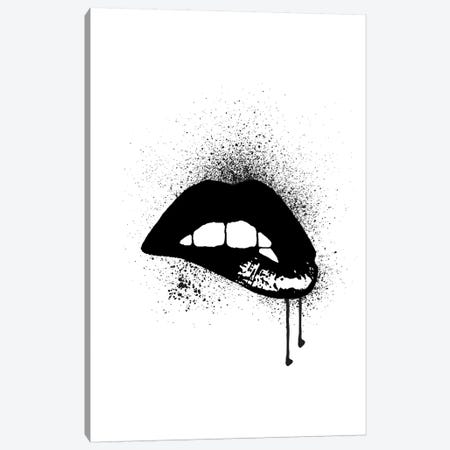 Lips Drip Black Canvas Print #GRE172} by Amanda Greenwood Canvas Art Print