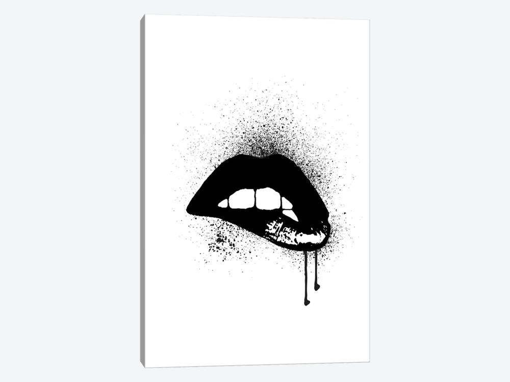Lips Drip Black by Amanda Greenwood 1-piece Canvas Art Print