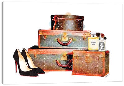 Luggage Set & Shoes Canvas Art Print - Louis Vuitton Art