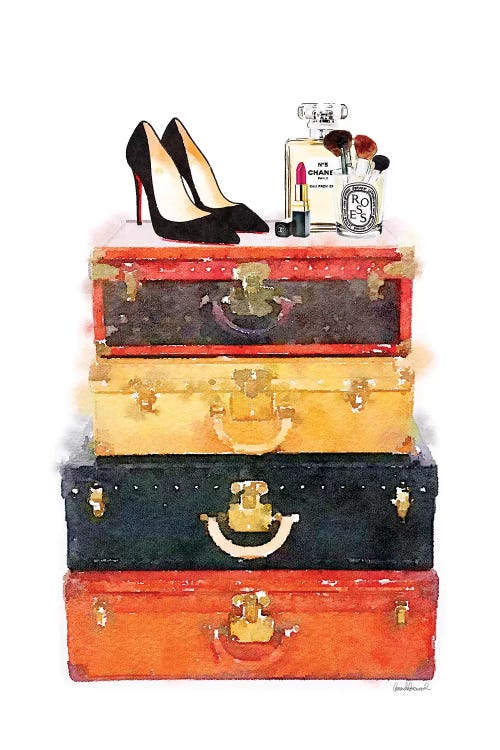 Luggage Stack Shoes Makeup Station