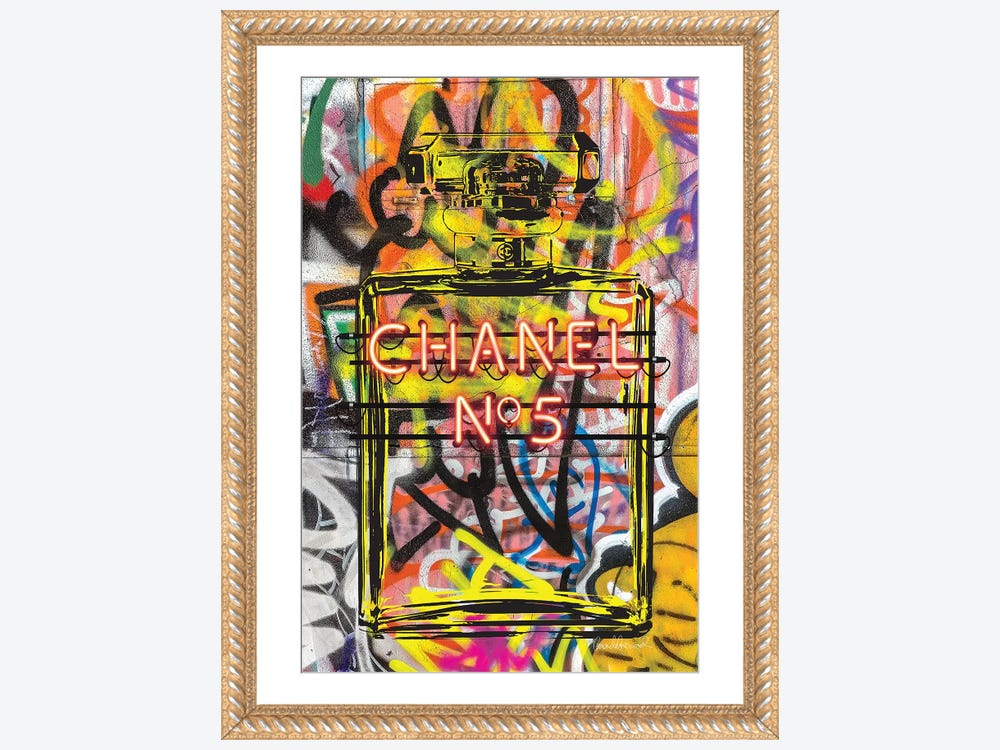 Framed Canvas Art - Neon Perfume by Amanda Greenwood ( Fashion > Fashion Brands > Chanel art) - 40x26 in