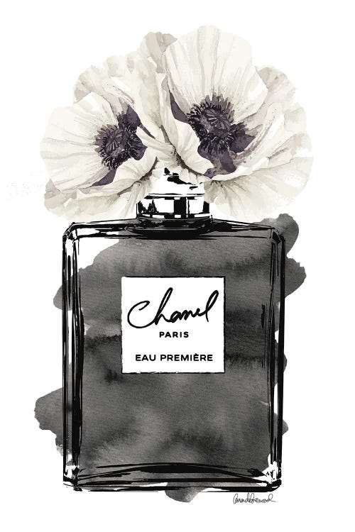 Perfume Bottle, Black With Grey - Canvas Art Print