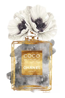 Perfume Bottle, Dark Gold With Dark Gr - Canvas Art | Amanda Greenwood