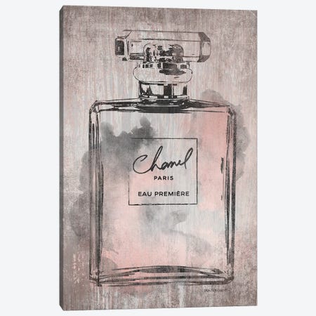 Perfume Bottle, Pink Grey Metallic Rose Gold Canvas Print #GRE183} by Amanda Greenwood Canvas Artwork