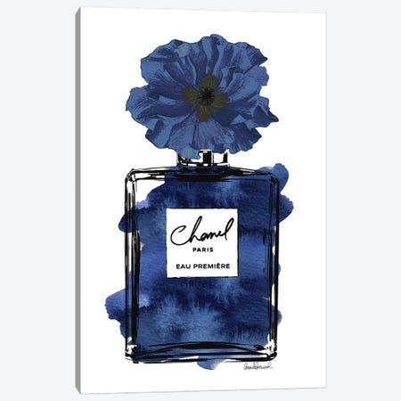 Perfume With Black & Blue Flower Canvas Print #GRE184} by Amanda Greenwood Canvas Art Print