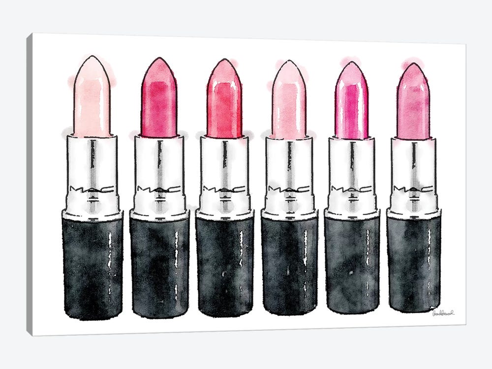 Pink Lipstick Row by Amanda Greenwood 1-piece Canvas Artwork
