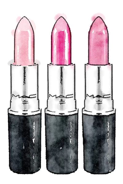 Amanda Greenwood: Pink Lipstick Row Of Three by Amanda Greenwood