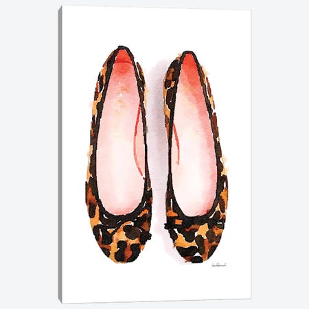 Flat Leopard Ballet Shoes Canvas Print #GRE19} by Amanda Greenwood Canvas Art Print
