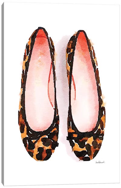 Flat Leopard Ballet Shoes Canvas Art Print - Fashion Art