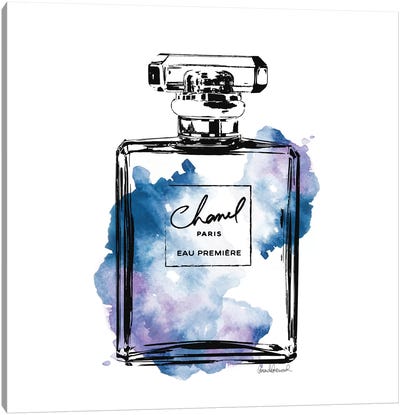 iCanvas Coco Chanel Perfume Bottle Art Watercolor Painting Art by Sonia Stella Canvas Art Wall Decor ( Fashion > Hair & Beauty > Perfume Bottles art)
