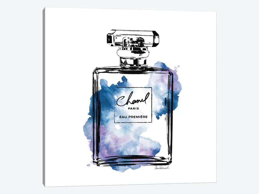 Black And Blue Perfume Bottle by Amanda Greenwood 1-piece Canvas Print