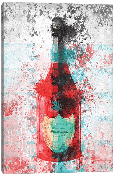 Champagne In Grunge, Grey, & Gold Canvas Art Print - Amanda Greenwood