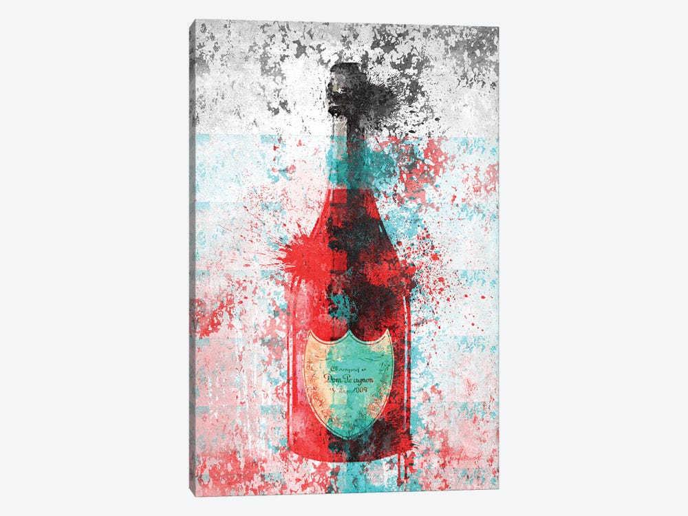 Champagne In Grunge, Grey, & Gold by Amanda Greenwood 1-piece Canvas Art