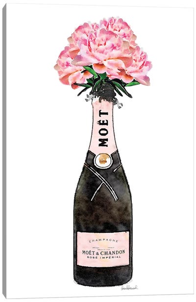 Champagne Pink Peony Canvas Art Print - Amanda Greenwood