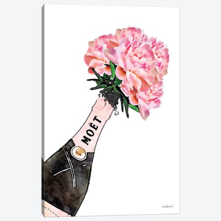 Champagne Pink Splash Peony V Canvas Print #GRE204} by Amanda Greenwood Canvas Artwork