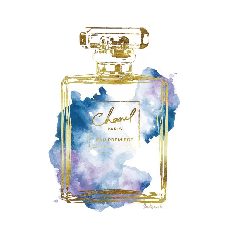 Gold And Blue Perfume Bottle