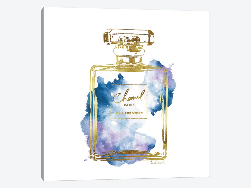Gold And Blue Perfume Bottle 1-piece Art Print