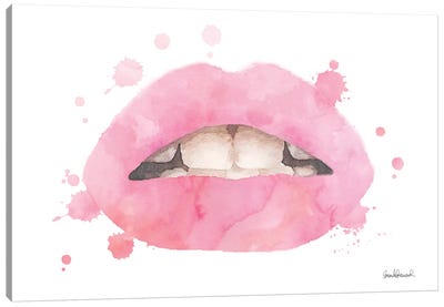Lips Watercolor Splash, Pale Pink Canvas Art Print - Lips Art