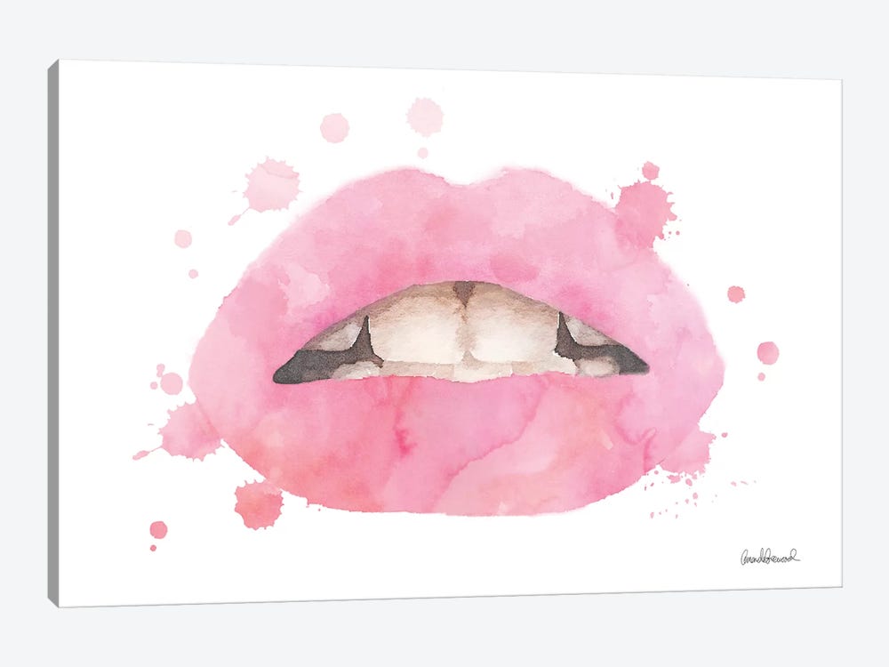 Lips Watercolor Splash, Pale Pink by Amanda Greenwood 1-piece Canvas Art Print