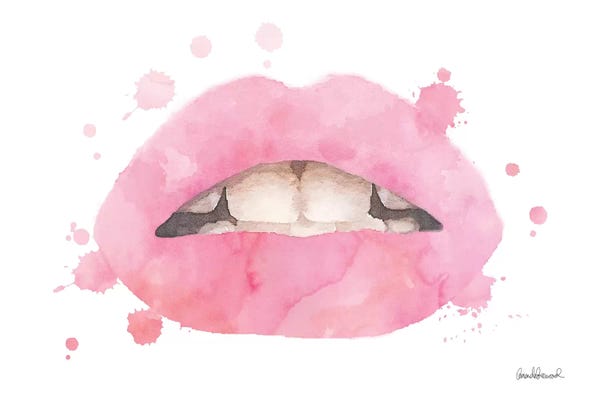 Amanda Greenwood: Lips Watercolor Splash, Pale Pink by Amanda Greenwood
