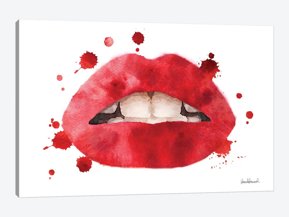 Lips Watercolor Splash, Red by Amanda Greenwood 1-piece Canvas Artwork