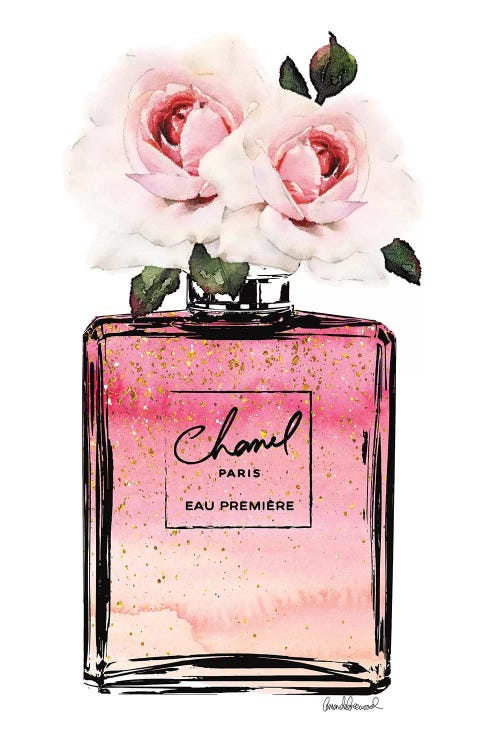 Perfume Bottle In Black, Pink, Ombre, Glitter, & Pink Rose