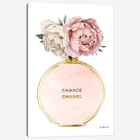 Perfume Round Solid In Gold, Nude, & Mixed Peony Canvas Print #GRE219} by Amanda Greenwood Canvas Artwork