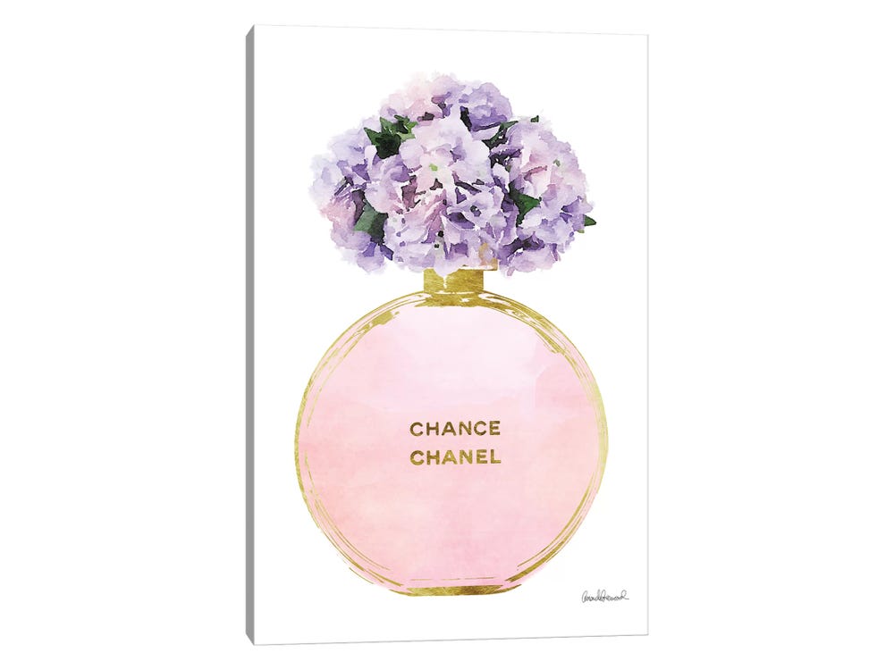 Perfume Round Solid in Gold, Pink, Purple, & Pink Hydrangea Canvas Print Wall Art by Amanda Greenwood
