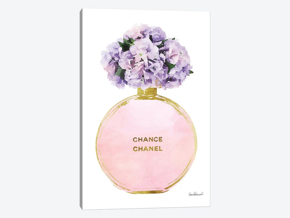 Perfume Round Solid In Gold, Pink, Purple, & Pink Hydrangea by Amanda Greenwood 1-piece Canvas Wall Art